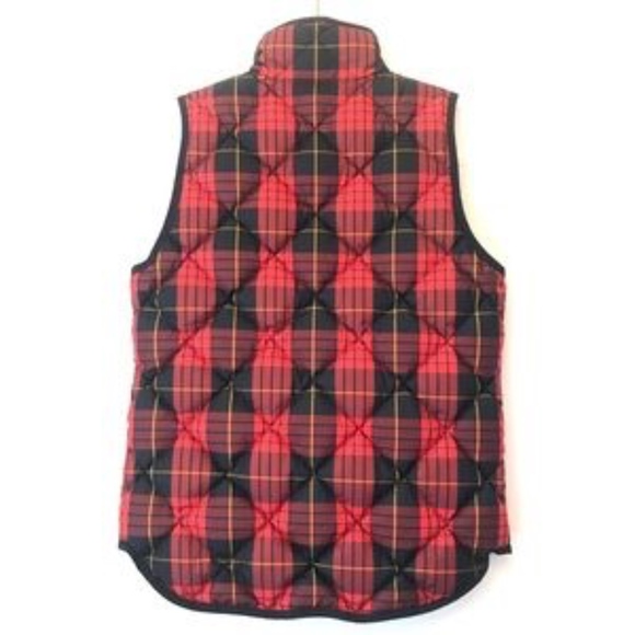 J. Crew XS Red Navy Tartan Plaid Quilted Vest perfect for Fall and Winter! - Picture 5 of 6